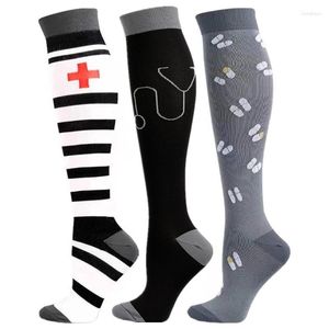 Calcetines deportivos, medias de compresión aptas para edema, Diabetes, venas varicosas, tubo de golf, rodilla antifatiga para exteriores