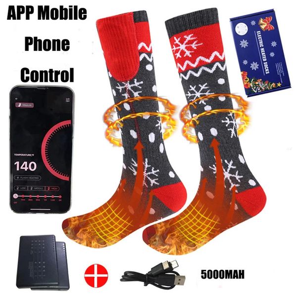 Chaussettes de sport chaussettes électriques contrôle de la température du téléphone portable sont rechargeables et chauffées électriquement Sports de plein air d'hiver à trois vitesses 231219