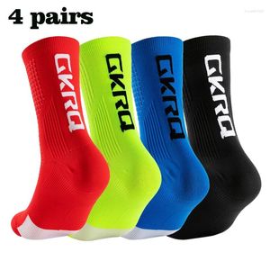 Calcetines deportivos GKRQ 4 pares 2024 Ciclismo Bicicleta Enfermera Compresión Carretera Correr MTB Rodilla-Alto Blanco Divertido Marca Negro