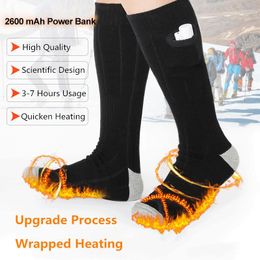 Sportsokken verwarmd 2600/4000 mAh Oplaadbare batterij 3 Warmtinstellingen Thermische winter Warm warm met 2 Power Bank voor buitenlucht