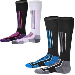 Chaussettes de sport longues Ski épais coton Snowboard cyclisme Ski Football chaussette hommes femmes enfants haute élastique thermique extérieur bas