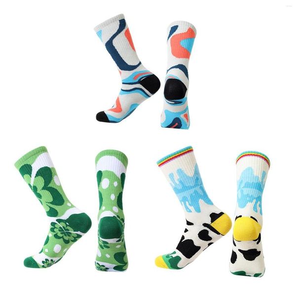 Calcetines deportivos Hombres Mujeres Colorido Estampado Crew Algodón peinado Moda Cool Novedad Casual Loco para correr Baloncesto