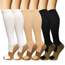 Calcetines deportivos Hombres Mujeres Calcetines de compresión Hasta la rodilla Nylon Transpirable Medias largas GYM Fitness Correr Ciclismo Deporte atlético