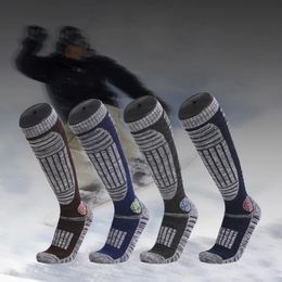 Chaussettes de sport laine mérinos Ski hiver Snowboard cyclisme randonnée Ski bas hommes femmes genou haute chaussette thermique 231213