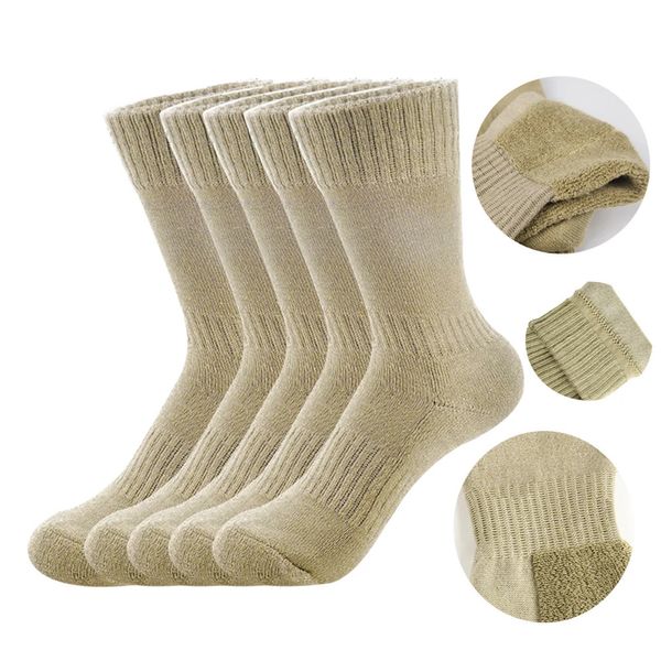 Chaussettes de sport Chaussettes militaires hommes hiver armée Train chaussettes évacuant l'humidité mi-mollet thermique botte de travail sport randonnée Trekking chaussettes 5 paires/pack 231102