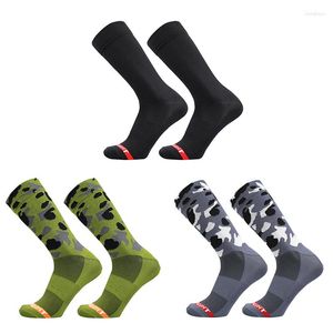 Calcetines deportivos Camuflaje al aire libre Ciclismo Hombres Cross-country Mountain Compression Bike Army Green Calcetines Ciclismo