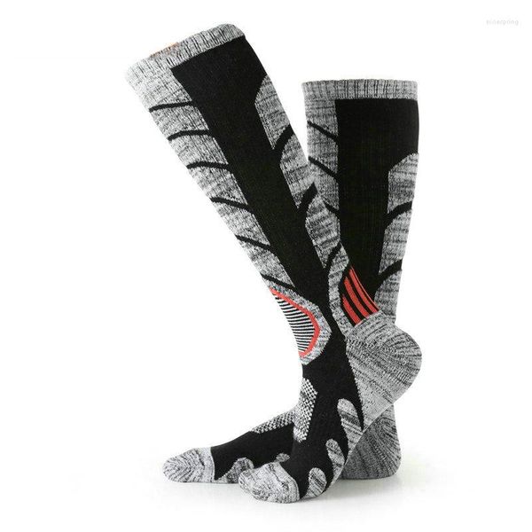 Chaussettes de sport en plein air Compression bas Long Tube pour hommes femmes cyclisme snowboard randonnée Ski hiver épais coton thermique