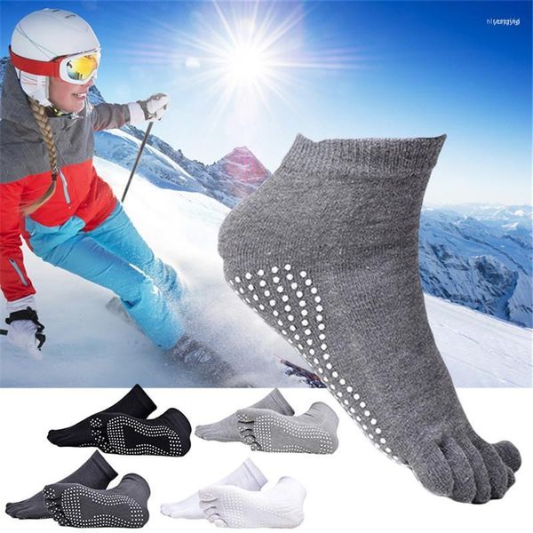 Calcetines deportivos Fitness al aire libre Cinco dedos Antideslizante Transpirable Escalada Camping Senderismo Correr Ciclismo Yoga Hombres Negro Gris