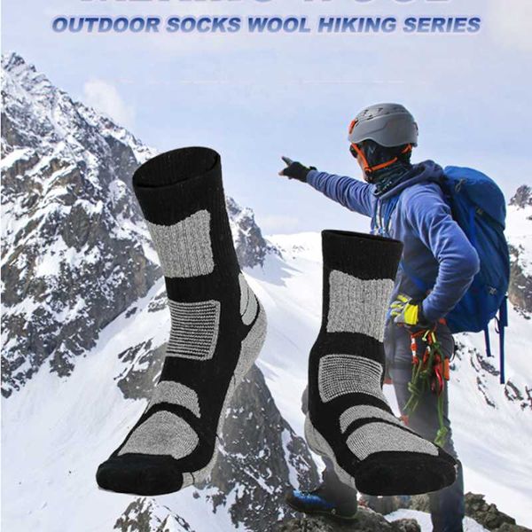 Calcetines deportivos al aire libre de lana de merino térmicos para hombres y mujeres invierno cálido Alaska para Comping esquí senderismo snowboard escalada