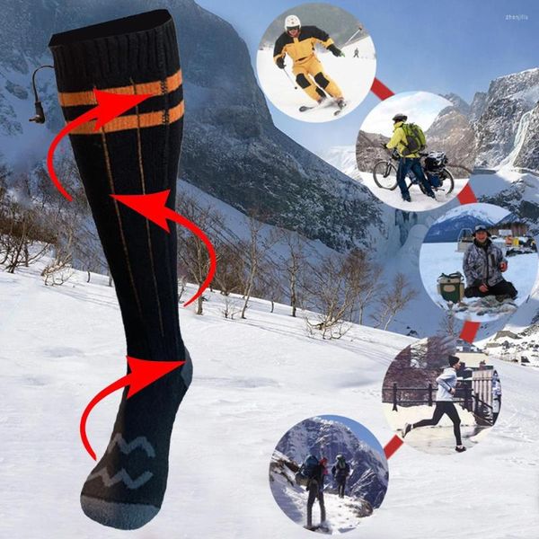 Chaussettes de sport pour hommes et femmes, ski en plein air, bottes d'hiver chauffantes et confortables, alimentées par batterie, pour camping de pêche et randonnée