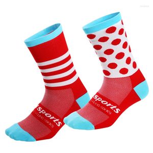 Chaussettes De Sport Séchage Rapide Chaussette De Cyclisme Désodorisation Nylon Mandarin Duck Stripe Dot Résistant À L'usure Hommes Et Femmes Au Genou Pour Le Sport De Vélo