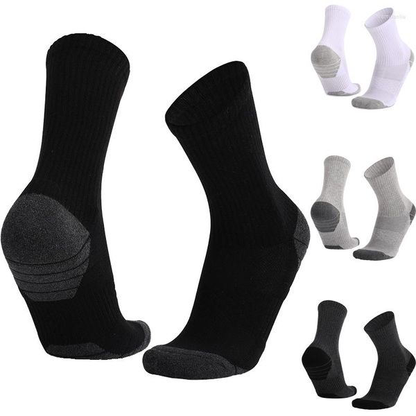 Chaussettes de sport course à pied cyclisme hommes en plein air respirant antidérapant basket-ball entraînement mi Tube randonnée bas Meias Masculina