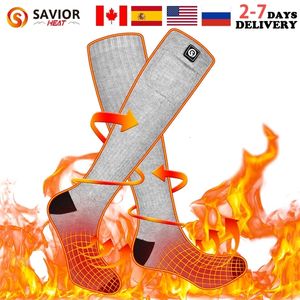 Chaussettes de sport Savior Heat Battery Chaussettes chauffantes électriques pour hommes Hiver chaud Sports de plein air Chaussettes thermiques rechargeables Pied femmes pour le cyclisme 231201