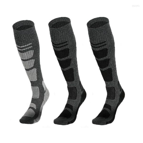 Calcetines deportivos Esquí Merino Lana Equipo Cálido Compresión Calcetín largo Hombres Mujeres Rodilla Alto Invierno Senderismo Snowboard