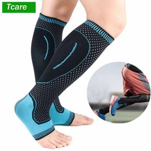 Chaussettes de sport Tcare Sports Compression Leg Sleeve Basketball Football Calf Support Running Antiskid Shin Guard Cyclisme Jambières Protection 231127