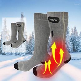 Chaussettes de sport épaissir plus chaud batterie rechargeable chauffée électrique pour femmes hommes hiver ski en plein air cyclisme sport chauffé1