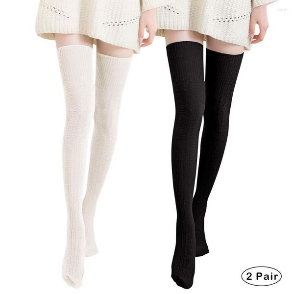 Chaussettes de sport cuisse haute sur le genou pour femmes fille hiver extérieur chaud Crochet longues jambières jambières