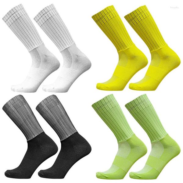 Calcetines deportivos tipo calcetín boca antideslizante silicona bicicleta ciclismo color sólido cilindro medio casual hombres mujeres al aire libre