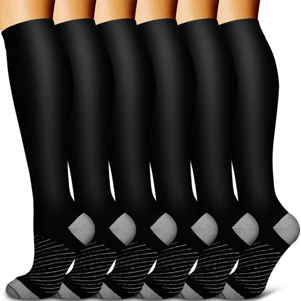 Calcetines deportivos Calcetines de compresión de cobre unisex Mujeres Hombres Alivio del dolor antifatiga Medias hasta la rodilla 15-20 mmHg Medias de compresión graduadas 230601