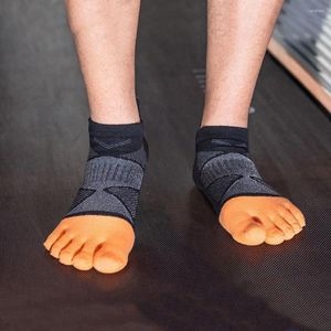 Chaussettes sportives football d'hiver masculin à chaque orteil audumu tube de coton homme sporte court cinq doigts