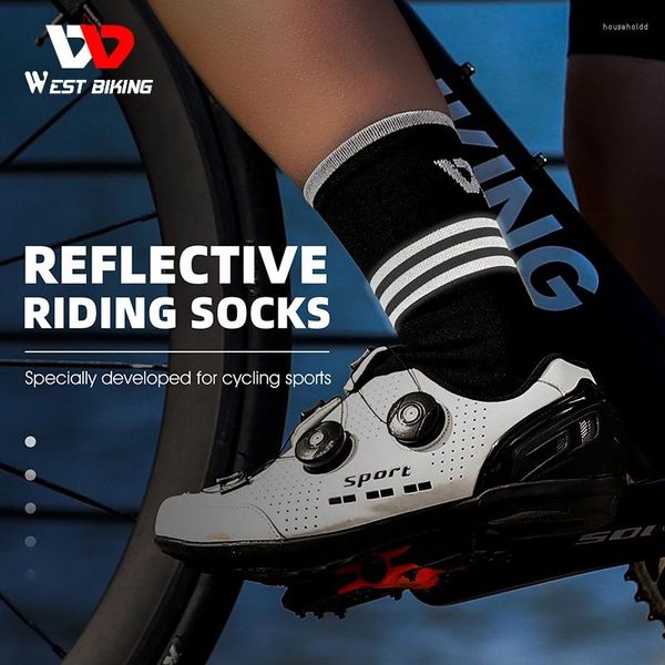 Calcetines deportivos WEST BIKING Aero Ciclismo antideslizante reflectante rayado largo MTB Racing Bike compresión fútbol