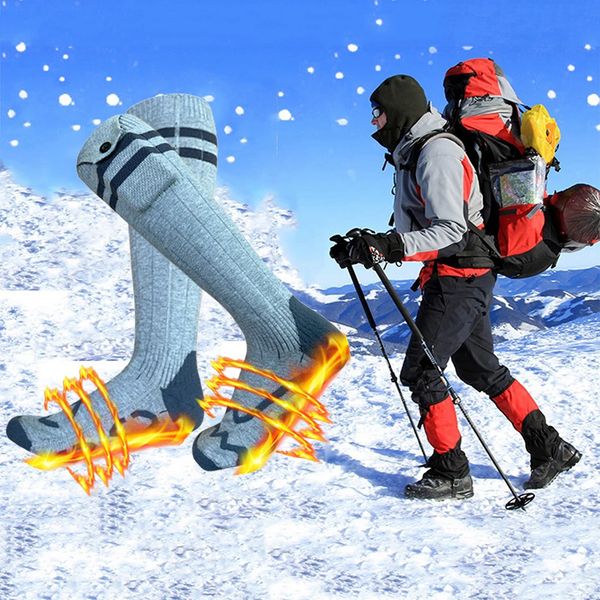 Chaussettes de sport chaussettes thermiques pour tout le pied chaussettes chauffantes d'hiver rechargeables alimentées par batterie lavables pour les sports de plein air Camping randonnée ski 231216