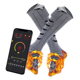 Chaussettes de sport Chaussette chauffante d'hiver Contrôle APP 5000mAh Chargement USB Chauffe-pieds électrique thermique pour hommes et femmes Cyclisme Ski 231128