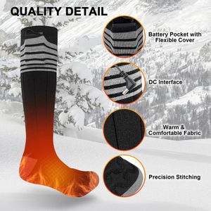 Chaussettes de sport hiver chauffées bas thermiques hommes chauffage chauffe-pieds électrique chaud cyclisme Ski Trekking 231129