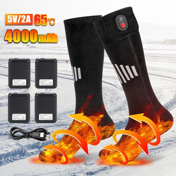 Chaussettes de sport hiver Moto chauffées hommes femmes télécommande chauffage électrique bas épais pour Moto Motocross Ski pêche en plein air 231215