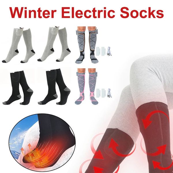 Calcetines deportivos Deportes de invierno Calcetines térmicos eléctricos recargables 7.4V 2200mAh Calcetines térmicos con batería para acampar Montar Senderismo 231219