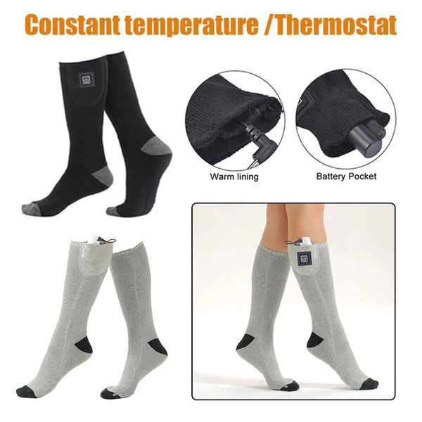 Calcetines deportivos Deportes de invierno Calcetines térmicos eléctricos recargables Calcetines térmicos con batería de 7,4 V para acampar Montar Senderismo 231124