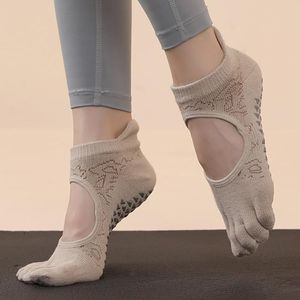 Chaussettes de sport antidérapantes pour femmes, Yoga, cinq doigts, pur coton, points, Silicone, haute qualité, Pilates, cyclisme, styliste