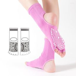 Chaussettes de sport femmes dame Yoga Silicone antidérapant séchage rapide Pilates chaussette pied talon coton Ventilation Ballet danse pour Fitness