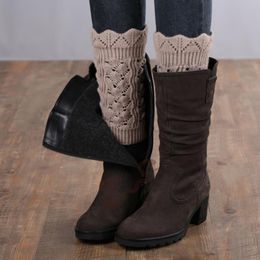 Sportsokken vrouwen korte knop decoratieve thermische acryl gebreide boot manchetten cover herfst winter schoenen accessoires