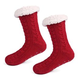 Chaussettes de sport femmes hiver Plus épaissir chaud doux coton chaussette maison antidérapant chambre chaussures cadeau de noël tricoté chambre sol sommeil