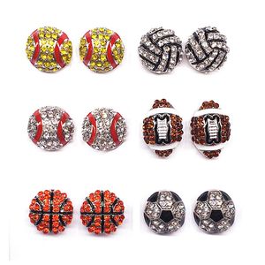 Goujons de sport Boucles d'oreilles Party Favor Cristal Strass Basketball Baseball Rugby Softball Européen Et Américain Strass Bijoux