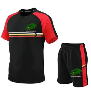 Costume de sport d'été pour hommes, fitness, manches courtes, vêtements de course à séchage rapide, amples, vêtements de sport décontractés