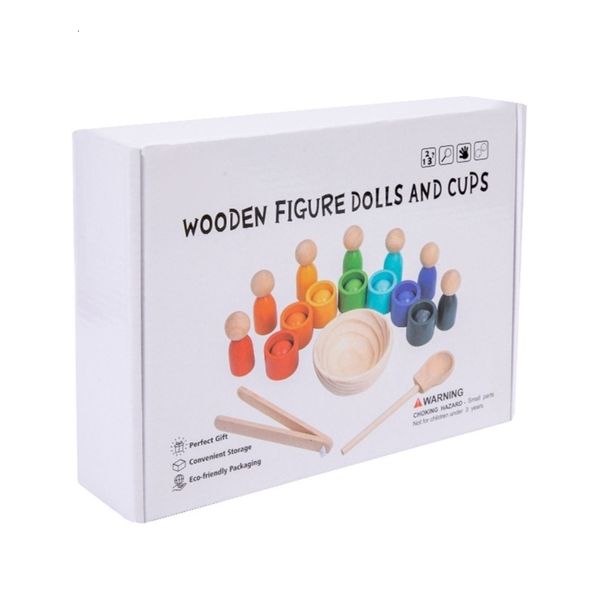 Juguetes deportivos Cajas a juego de color muñecas y tazas de madera Montessori Learning Toy Toy D5QA 230816