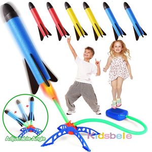 Sportspeelgoed Kid Air Rocket Foot Pump Launcher Toys Sport Game Jump Stomp Outdoor Child Play Set Toy Pressed Rocket Launchers Pedal Games 230516