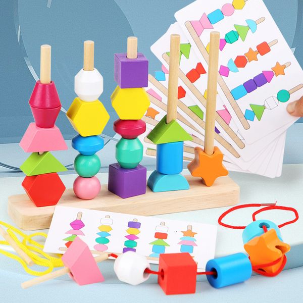 Toys Sports Montessori Couleur en bois Forme de puzzle correspondant jeu de puzzle cognition cognition Cognition Early Educational Gift for Children SDQE 230816