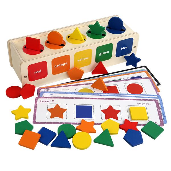 Juguetes deportivos Montessori Madera para niños Caja de ejercicio sensorial Sensorial Forma de color de color Error Puzzles para niños pequeños 230816