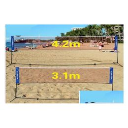 Juguetes deportivos Sistema de red de bádminton de tenis de inicio rápido portátil Entrenamiento de voleibol al aire libre interior Malla cuadrada Azul / 4M / 5M / 6M Drop Deliver Dhw40