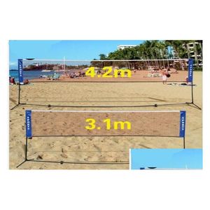 Jouets de sport Portable Quickstart Tennis Système de filet de badminton Entraînement de volley-ball extérieur intérieur Maille carrée Bleu / 4M / 5M / 6M Drop Deliver Dhw40