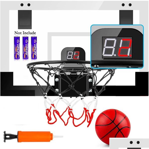 Juguetes deportivos Juguetes deportivos Aro de baloncesto interior para niños y Adts Door Room Mini juego con marcador electrónico Accesorios completos D Dhdyb