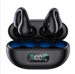 Sports TWS Bluetooth Écouteurs avec micro Bluetooth 5.3 Conduction osseuse Casque sans fil HiFi Stéréo LED Affichage Musique Écouteurs YYK clip sur l'usure