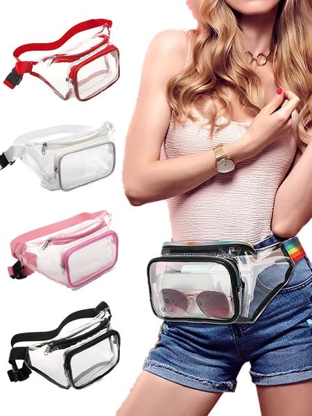 Sac de taille de sport PVC Transparent étanche Jogging Fitness Fanny Pack sac pour téléphone portable écouteur clés stockage poitrine Pack