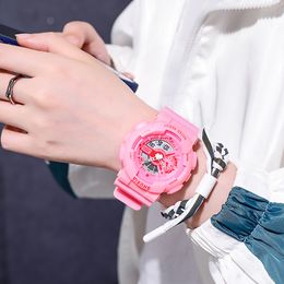 Reloj deportivo, estilo deportivo para hombres y mujeres, reloj de moda, tendencia de los estudiantes, reloj electrónico, tendencia de luz nocturna de los estudiantes, rosa coloreado