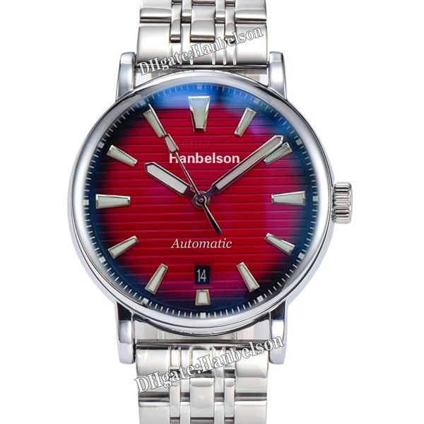 Sports Watch Mens Mouvement Automatique Bourgogne Cadromment de gradient Bourgogne Nocticencent 5 couleurs Band de montre en métal Mécanique horloge STRAPE 43 mm