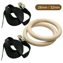 Anillos gimnásticos deportivos de madera con correas de hebilla ajustables, cinturón antideslizante para entrenamiento de fuerza, gimnasio, entrenamiento de cuerpo completo 240125