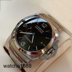 Regarder du poignet de sport Panerai Men de Luminor1950 Série Automatique Mécanique Date d'acier Titane Double Clanche horaire Mobile Storage Mobile 44 mm Disque noir PAM00328